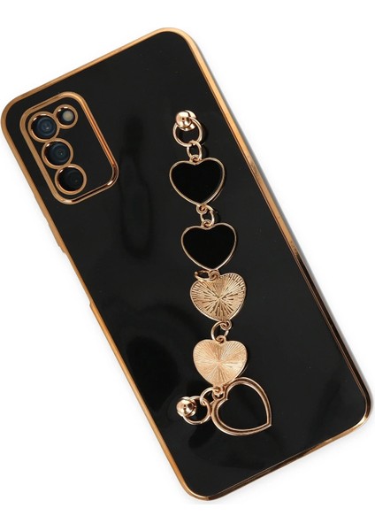 Samsung Galaxy A03S Elegant Charm Case (Kalpli Zincirli Kılıf) Elegant Silicone Cover - Siyah modelleri