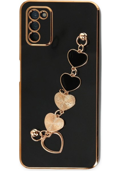 Samsung Galaxy A03S Elegant Charm Case (Kalpli Zincirli Kılıf) Elegant Silicone Cover - Siyah indirimleri