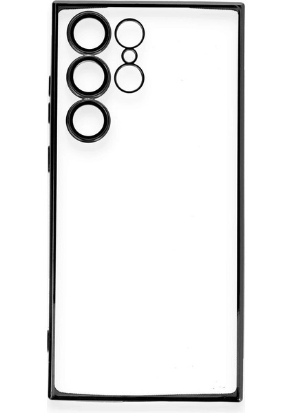 Samsung Galaxy S23 Ultra Crystal Shield Lensli Silikon (Lens Protector / Kamera Koruyucu Kılıf) - Siyah modelleri