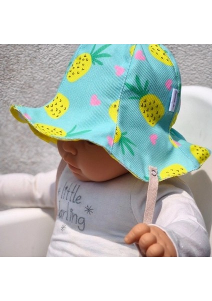 Çift Taraflı Bağlamalı Keten Görünümlü Bebek Bucket Şapka modelleri