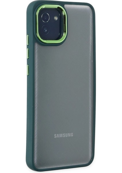 Samsung Galaxy A03 Elegant Clear Case (Şeffaf Kılıf) - Stylish Protective Cover - Haki Yeşil