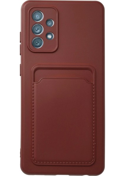 Samsung Galaxy A72 Kılıf Card Flex Kılıf (Kartlıklı) - Bordo