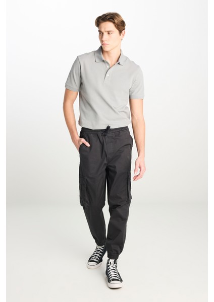 Regular Fit Normal Kesim Ribanalı Paça Kargo Cepli Antrasit Jogger Pantolon fiyatları