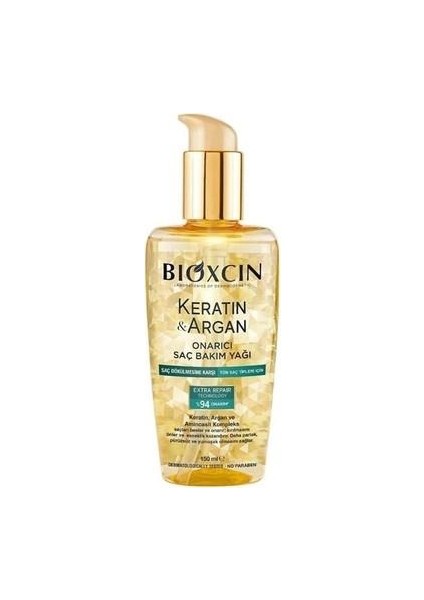 Bioxcin Keratin & Argan Onarıcı Saç Bakım Yağı 150 ml - Yıpranmış ve Hasar Görmüş Saçlar - Diş Beyazlatıcı Köpük Hediye