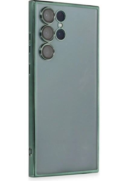 Samsung Galaxy S22 Ultra Crystal Shield Lensli Silikon (Lens Protector / Kamera Koruyucu Kılıf) - Yeşil