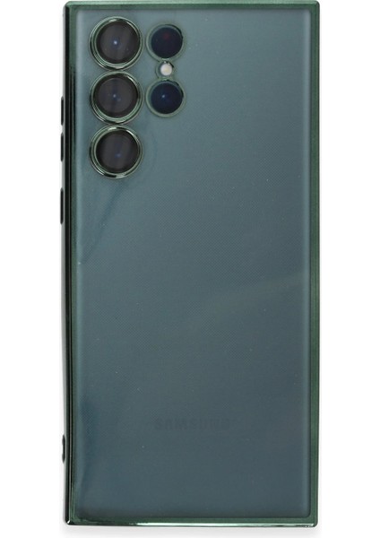Samsung Galaxy S22 Ultra Crystal Shield Lensli Silikon (Lens Protector / Kamera Koruyucu Kılıf) - Yeşil fiyatları