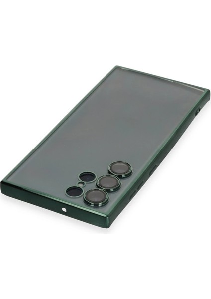 Samsung Galaxy S22 Ultra Crystal Shield Lensli Silikon (Lens Protector / Kamera Koruyucu Kılıf) - Yeşil fırsatları