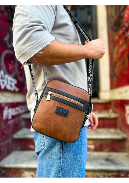 CH102 - Stealht Kare Erkek Çanta Sıyah/taba