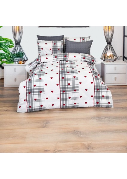 Kalpli Ekose Desenli Nevresim Takımı – Çift Kişilik, %100 Pamuk, Yumuşak Dokulu