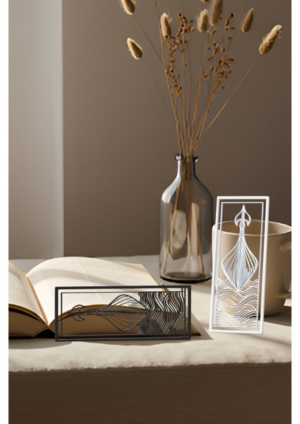 Viking Kitap Ayracı, Modern Tasarım, Hafif ve Şık 2’li, Siyah ve Beyazın Modern Uyumu