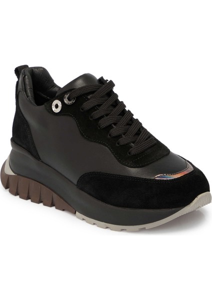 Siyah Deri Kadın Sneaker - K24S1AY67537-A23