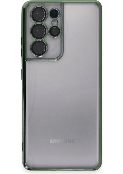 Samsung Galaxy S21 Ultra Crystal Shield Lensli Silikon (Lens Protector / Kamera Koruyucu Kılıf) - Yeşil fiyatları