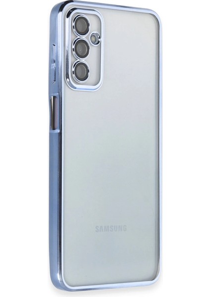 Samsung Galaxy M23 Crystal Shield Lensli Silikon (Lens Protector / Kamera Koruyucu Kılıf) - Açık Mavi