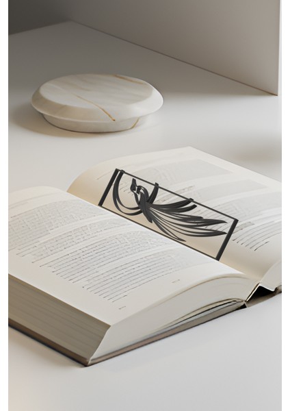 Ay ve Kuş Kitap Ayracı, Modern Tasarım, Hafif ve Şık 2’li, Siyah ve Beyazın Modern Uyumu