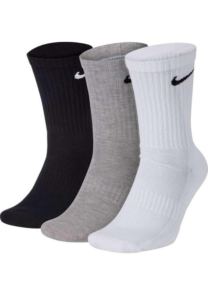 Unisex 3'lü Paket Spor Çorap - Günlük, Pamuklu Yastıklı Crew, Einfarbig