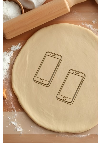 Telefon Kurabiye Kalıbı, Hamur Şekillendirici, Bisküvi Kalıbı, Kolay Kesim Ucu