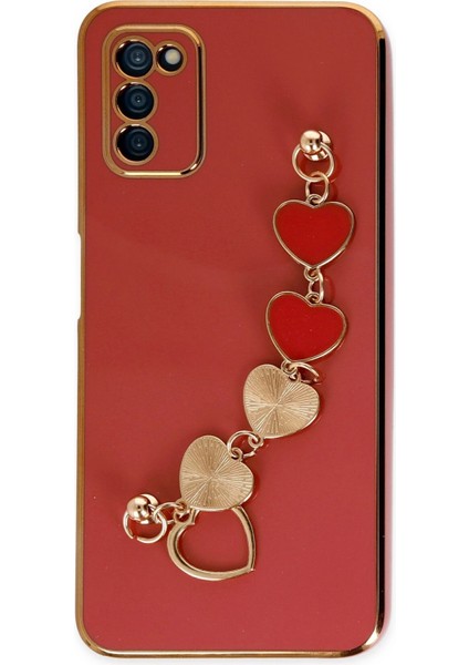 Samsung Galaxy A03S Elegant Charm Case (Kalpli Zincirli Kılıf) Elegant Silicone Cover - Kırmızı indirimleri