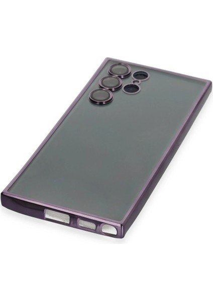 Samsung Galaxy S22 Ultra Crystal Shield Lensli Silikon (Lens Protector / Kamera Koruyucu Kılıf) - Mor modelleri