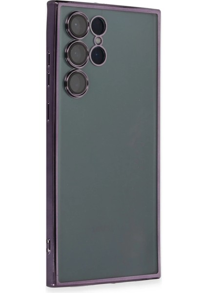 Samsung Galaxy S22 Ultra Crystal Shield Lensli Silikon (Lens Protector / Kamera Koruyucu Kılıf) - Mor indirimleri