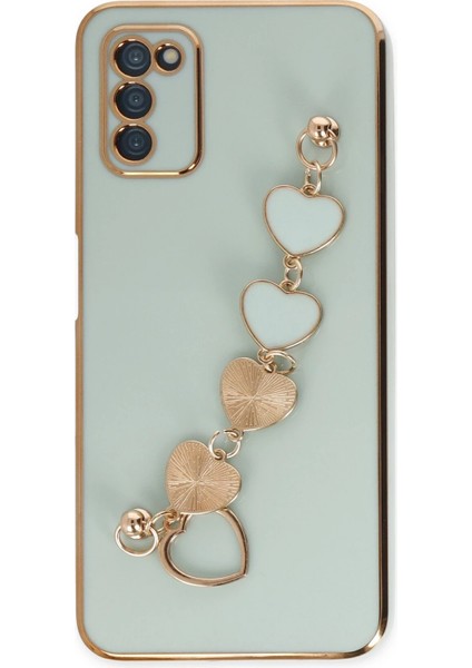 Samsung Galaxy A03S Elegant Charm Case (Kalpli Zincirli Kılıf) Elegant Silicone Cover - Su Yeşili indirimleri