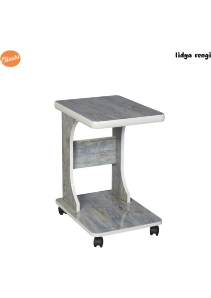 Tekerlekli C Yan Sehpa Laptop Sehpası Mdf Koltuk Yanı Sehpa fırsatları