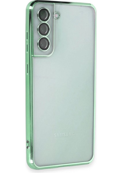 Samsung Galaxy S21 Fe Crystal Shield Lensli Silikon (Lens Protector / Kamera Koruyucu Kılıf) - Yeşil fiyatları