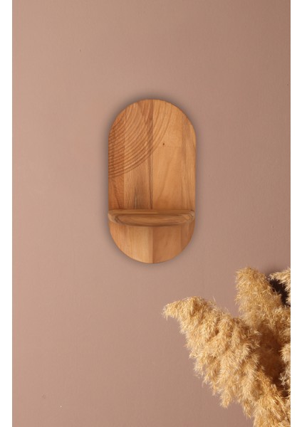 Oymalı Oval Ahşap Duvar Rafı | El Yapımı | Minimalist Dekoratif Raf | Doğal Ahşap Aksesuar