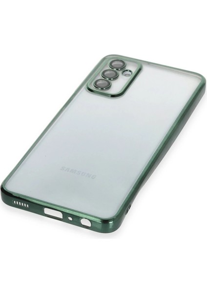 Samsung Galaxy M23 Crystal Shield Lensli Silikon (Lens Protector / Kamera Koruyucu Kılıf) - Yeşil fırsatları