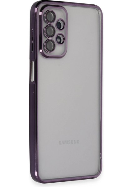 Samsung Galaxy A23 4g Crystal Shield Lensli Silikon (Lens Protector / Kamera Koruyucu Kılıf) - Mor