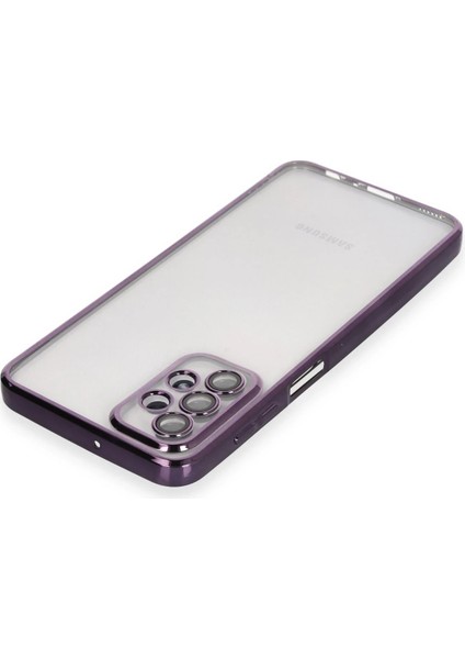 Samsung Galaxy A23 4g Crystal Shield Lensli Silikon (Lens Protector / Kamera Koruyucu Kılıf) - Mor modelleri