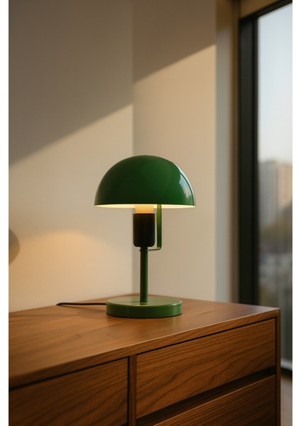 Modern Yeşil Metal Masa Lambası – Mantar Başlıklı Dekoratif Masa ve Komodin Lambası fırsatları
