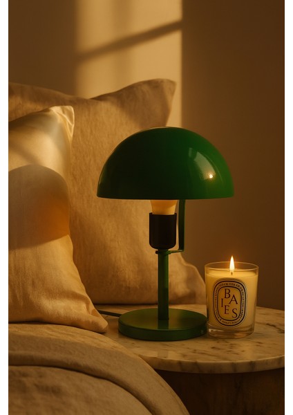 Modern Yeşil Metal Masa Lambası – Mantar Başlıklı Dekoratif Masa ve Komodin Lambası indirimleri
