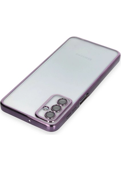 Samsung Galaxy M23 Crystal Shield Lensli Silikon (Lens Protector / Kamera Koruyucu Kılıf) - Mor modelleri