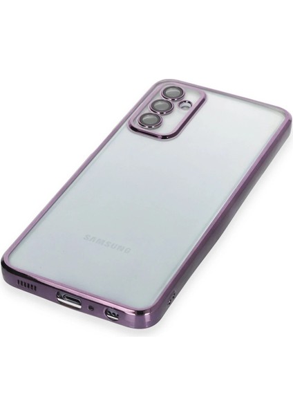 Samsung Galaxy M23 Crystal Shield Lensli Silikon (Lens Protector / Kamera Koruyucu Kılıf) - Mor fırsatları