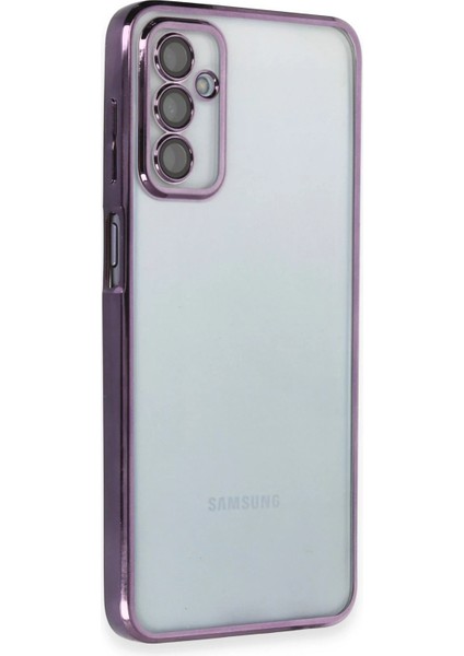 Samsung Galaxy M23 Crystal Shield Lensli Silikon (Lens Protector / Kamera Koruyucu Kılıf) - Mor indirimleri