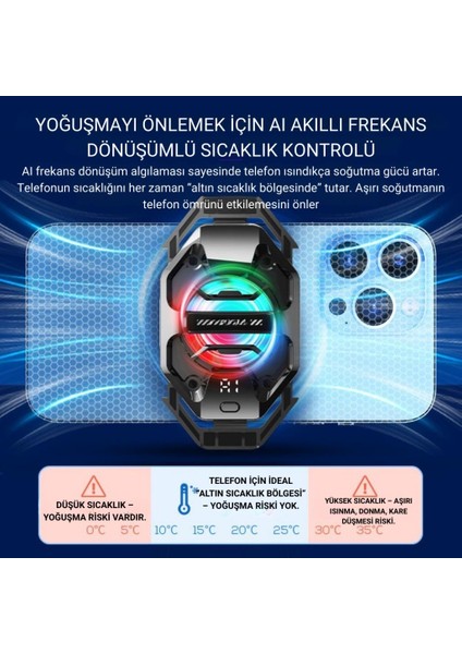 Dijital Göstergeli -3 Derece Soğutmalı Telefon Soğutucu Radyatör 3 Mod Tüm Telefonlara Uyumlu indirimleri
