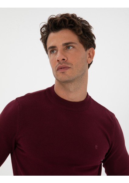 Erkek Mor Slim Fit Çeyrek Yaka Basic Triko Kazak 50315456-VR177 fiyatları