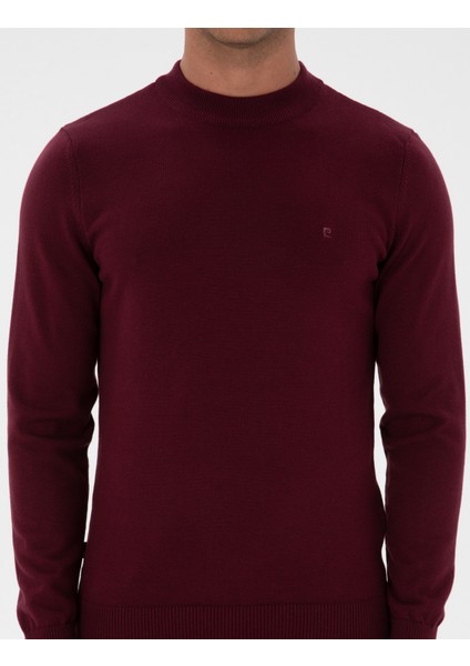 Erkek Mor Slim Fit Çeyrek Yaka Basic Triko Kazak 50315456-VR177