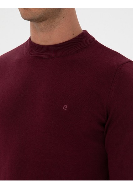 Erkek Mor Slim Fit Çeyrek Yaka Basic Triko Kazak 50315456-VR177