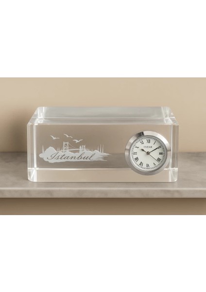 Istanbul Tasarımlı Kristal Saatli Biblo