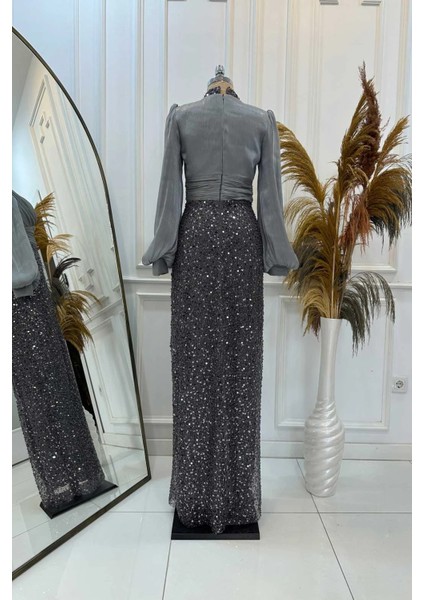 Pul Payet Balon Kollu Tesettür Abiye fiyatları