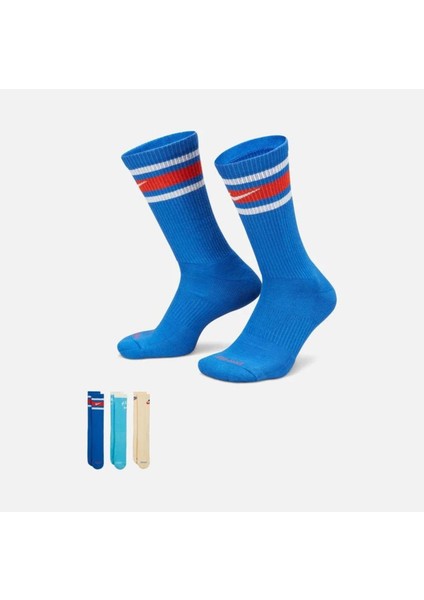 Dri-Fit Everyday Plus Cushioned Crew Retro Style Atlethic Training (3 Pairs) Unisex Çorap