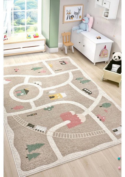 Yumuşak Dokuma Halı Leke Tutmaz Araba Yolu Bebek Odası Çocuk Odası Genç Odası Halısı Oyun Yol