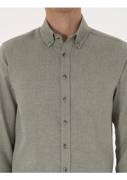 Erkek Yeşil Slim Fit Uzun Kollu Gömlek 50316768-VR054