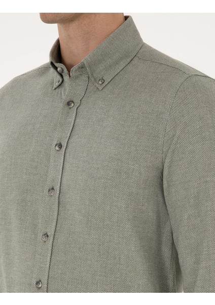 Erkek Yeşil Slim Fit Uzun Kollu Gömlek 50316768-VR054