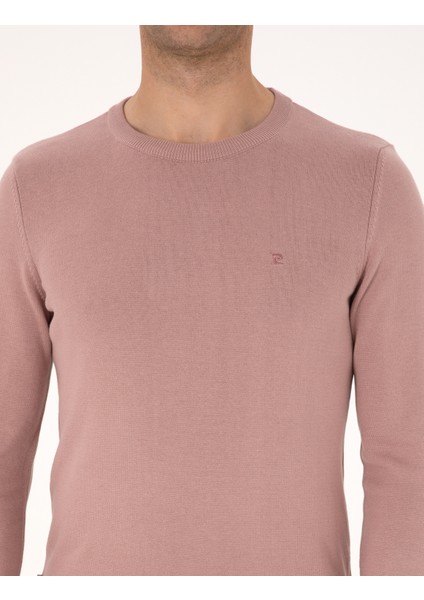 Erkek Gül Kurusu Slim Fit Bisiklet Yaka Basic Triko Kazak 50315509-VR026