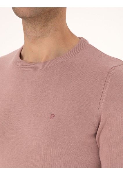 Erkek Gül Kurusu Slim Fit Bisiklet Yaka Basic Triko Kazak 50315509-VR026