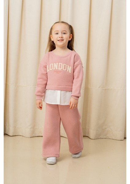 Kız Çocuk London Nakışlı Şardonlu 2 Li Takım - 3266/3265