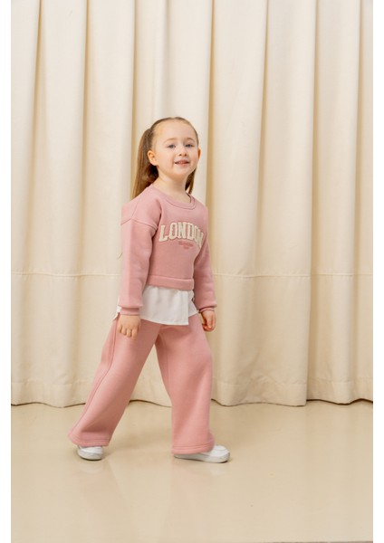 Kız Çocuk London Nakışlı Şardonlu 2 Li Takım - 3266/3265