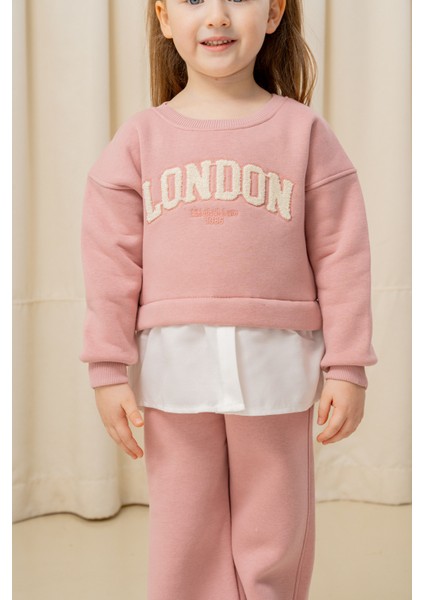 Kız Çocuk London Nakışlı Şardonlu 2 Li Takım - 3266/3265